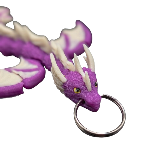 ​Sleutelhanger 3D-Geprinte Draak – 4 Kleuren PLA