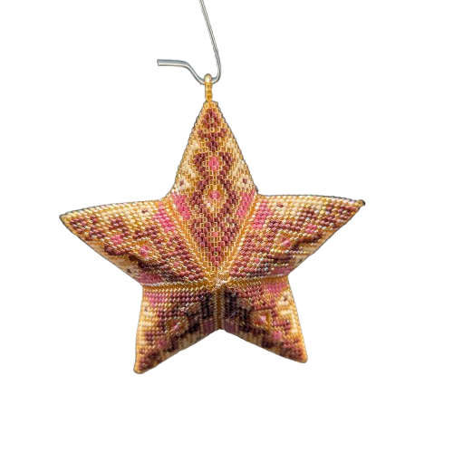 Peyote patroon - Vierkleurige ster met toupies 90 mm