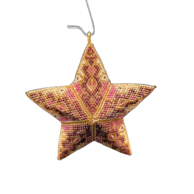 Peyote patroon - Vierkleurige ster met toupies 90 mm