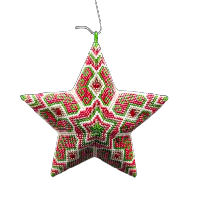 Peyote patroon - Vierkleurige ster met toupies 105 mm