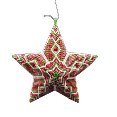 Peyote patroon - Vierkleurige ster met toupies 105 mm