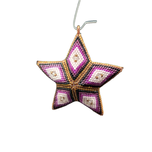 Peyote patroon - Zeskleurige ster met toupies 70 mm