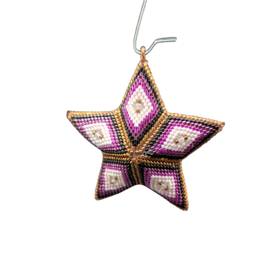 Peyote patroon - Zeskleurige ster met toupies 70 mm