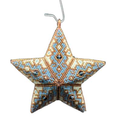 Peyote patroon - Driekleurige ster met toupies 85 mm