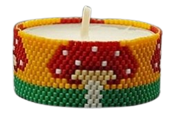Peyote patroon – Theelicht met paddestoel