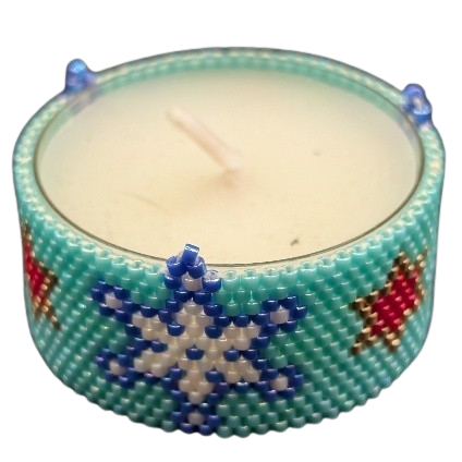 Peyote patroon – Theelicht met sneeuwvlok en ster