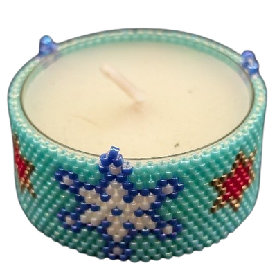 Peyote patroon – Theelicht met sneeuwvlok en ster