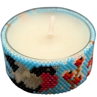 Peyote patroon – Theelicht met vogeltje