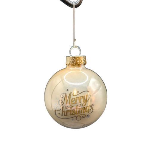 Glazen kerstbal 60mm met gravure Merry Xmas