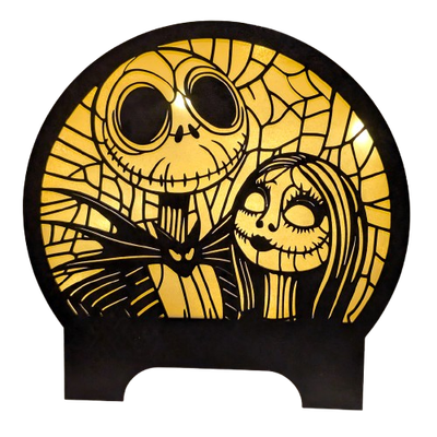 Houten lichtbox - Nightmare before christmas lantaarn met fairylights