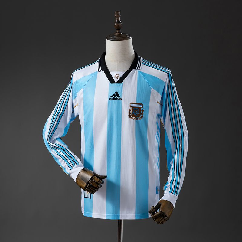 Argentina 1998 Long Sleeves Retro Home Kit