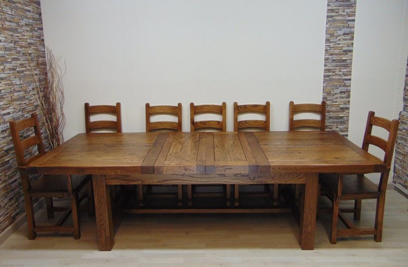 Mesa Modelo Granja  En Roble Macizo