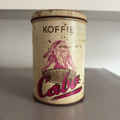 Sleets Cabo koffie–rijst blik (ca. 1950) – Belgisch retrodesign met dubbele functie en karakter”