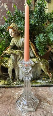 ​Belgische zeshoekige​ Art Deco glazen kandelaar – vermoedelijk Val-Saint-Lambert, ca. 1920–1930