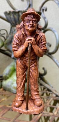 Vintage Handgesneden druivenplukker in houthars, met zegel en handbeschildering - SIC Frankrijk