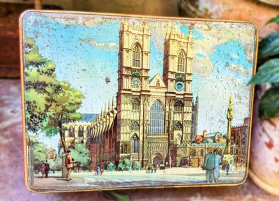 ​Vintage Jamesons chocoladeblik Westminster Abbey – jaren 1950