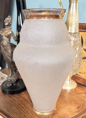 Matglazen Art Deco vaas met gouden rand – stijlvol Rupel Booms glas ca. 1920