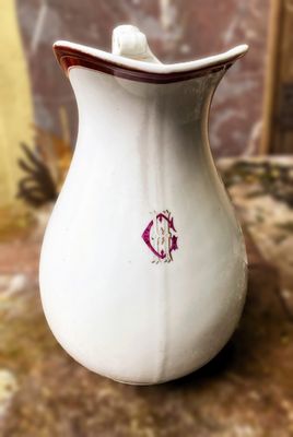 Antieke grote antieke porseleinen waterkan Vermeren-Coché Bruxelles – Brussel, ca. 19e eeuw