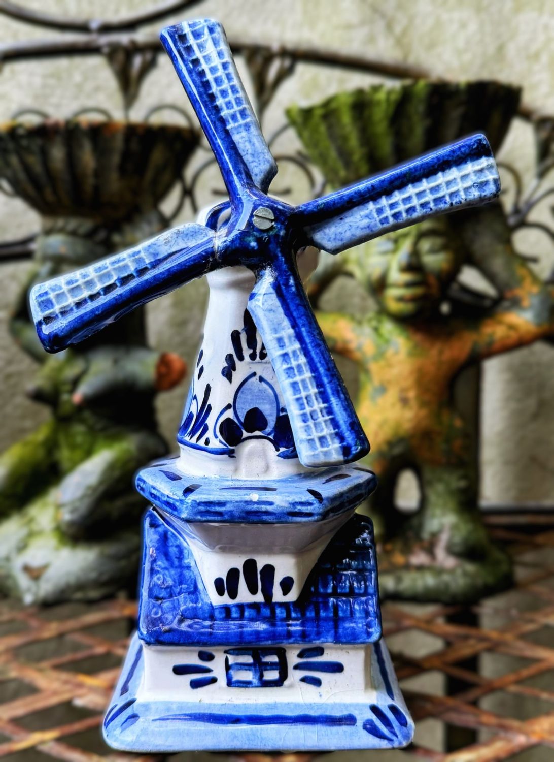 Vintage Delfts blauwe windmolen – Keramiek met beweegbare wieken - Delft ca. jaren ’50–’60