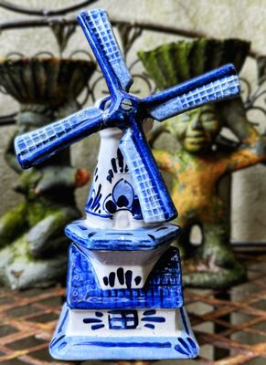 Vintage Delfts blauwe windmolen – Keramiek met beweegbare wieken - Delft ca. jaren ’50–’60