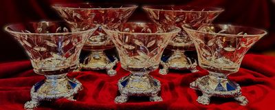 Exclusieve set Italiaanse kristallen fruitschalen – Original Crystal, Made in Italy – ca. 1970