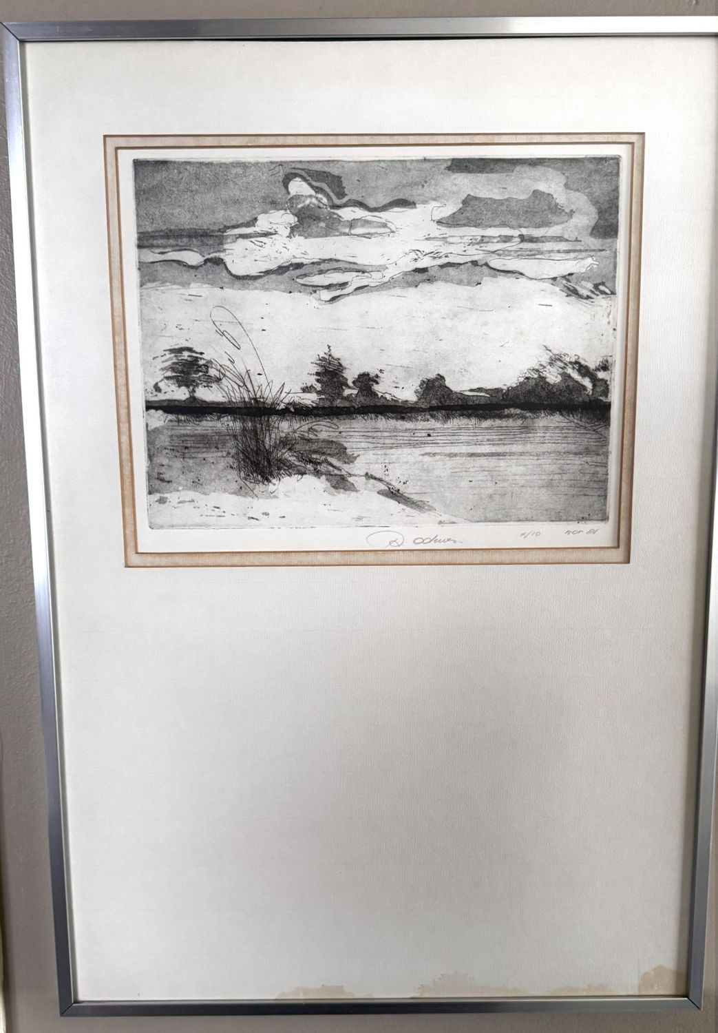 Nov ’81 –Aquatint met stormlandschap en verborgen figuur – vermoedelijk Dodeux (1981, 7/10)