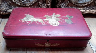 Blikken doos C Jamin Romeinse strijdwagen – ca. 1960