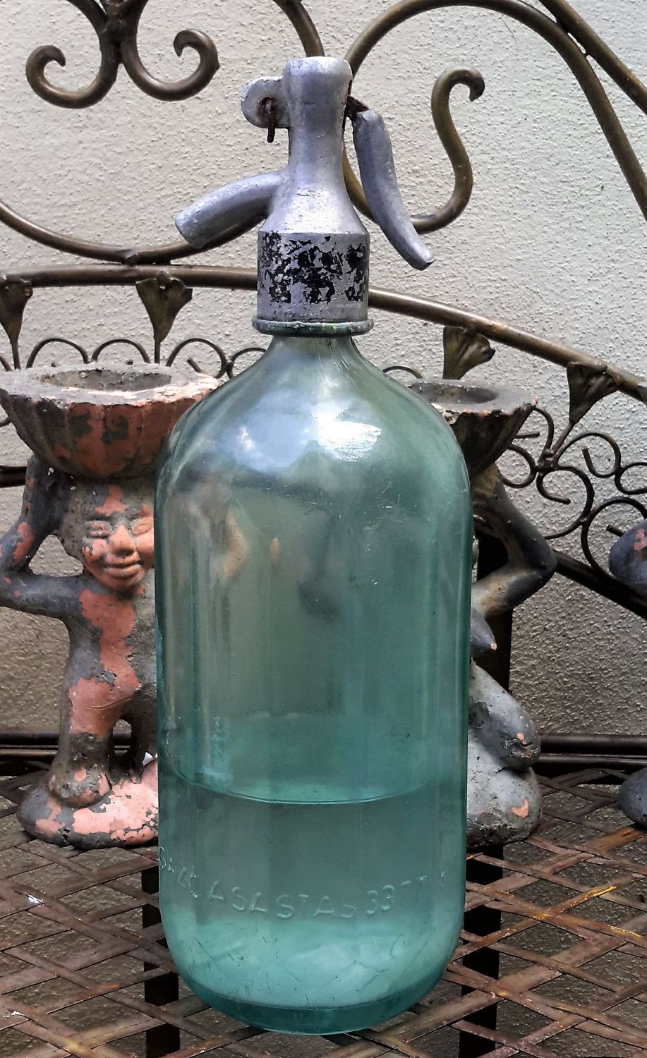 Lichtblauwe Romanian Seltzer Bottle" Soda - of Sifonfles – jaren 1950