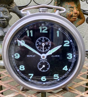 Vintage verchroomde wekker Peter Repeat Alarm Clock – Duitsland, jaren 1960