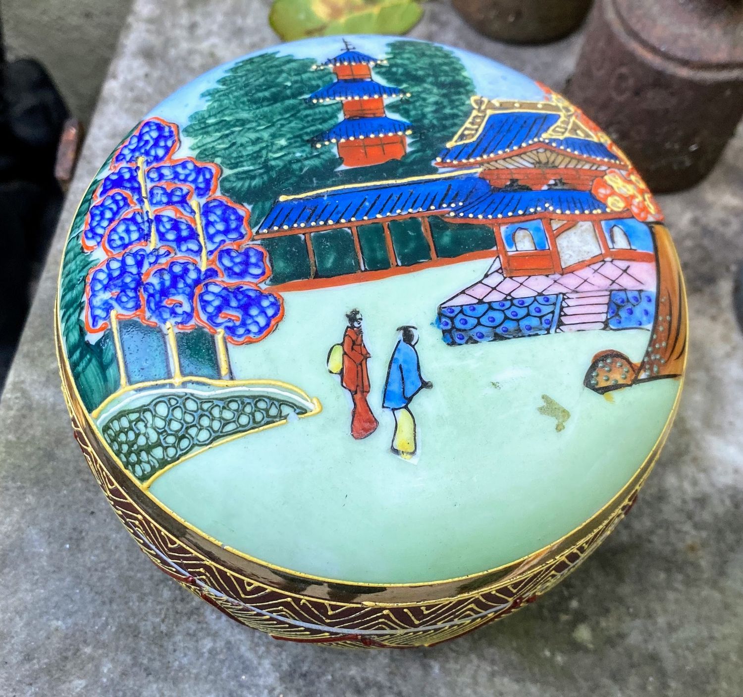 ​Vintage Japans porseleinen Moriage sieraaddoosje – Suzuki Company – ca. 1958