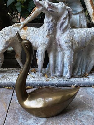 Vintage messing zwaan – India, decoratieve sculptuur