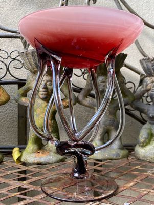 Sculpturale Jozefina Krosno Bordeaux Glazen Kunstschaal – Uniek Pools Meesterwerk