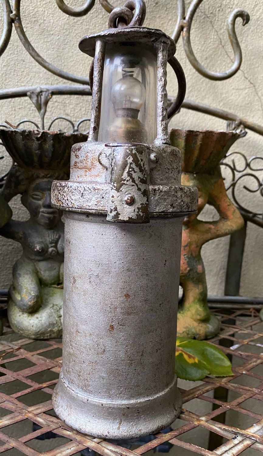 Vintage mijnlamp uit België – H763 – ijzer, staal, ca. 1930
