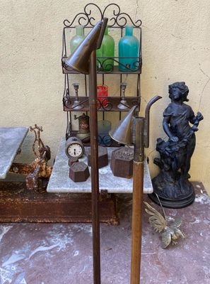 Antieke Kerkelijke Kaarsendovers op Stok – Koper en Hout, ca. 1900