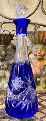 Prachtig kobaltblauw ‎Val-Saint-Lambert kristallen karafje