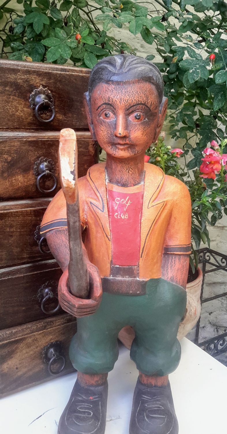 Houten beeld Golfspeler