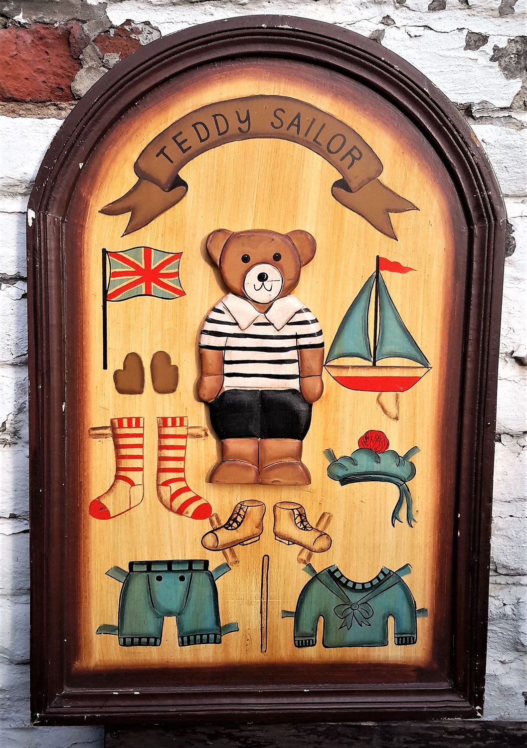 Teddy Sailor – Vintage Houten Wandbord 3D