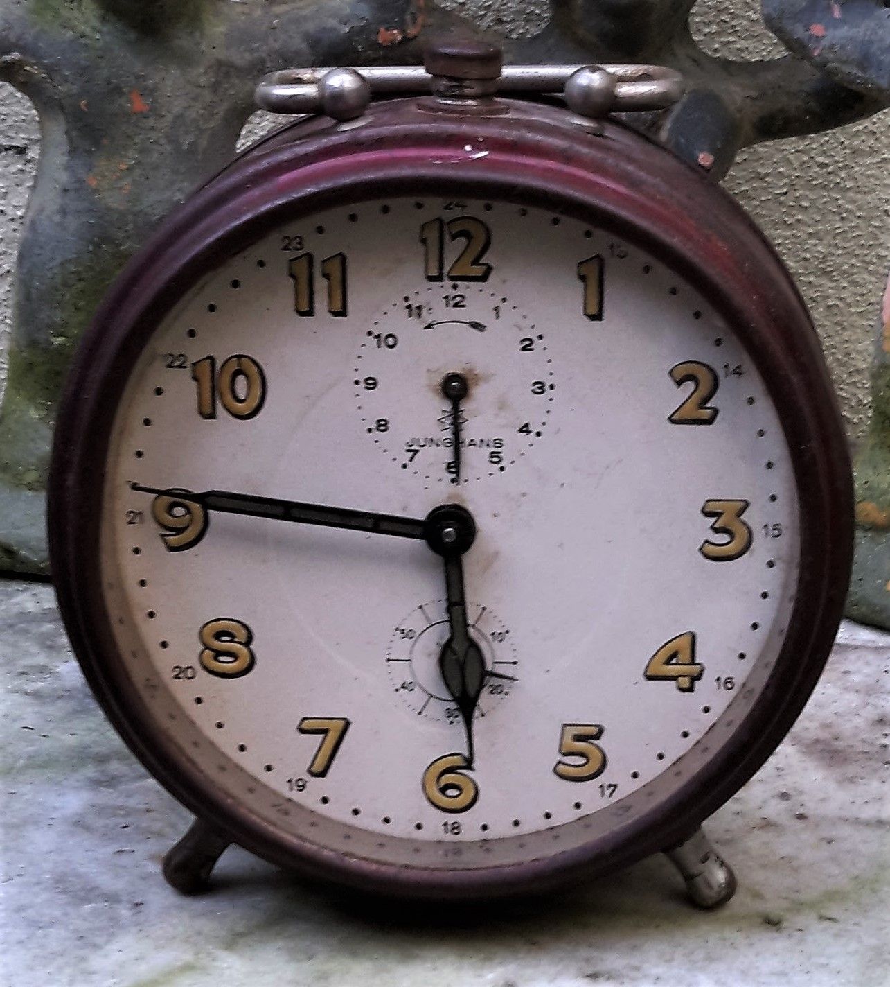 Decoratieve Bordeauxrode wekker merk Junghans