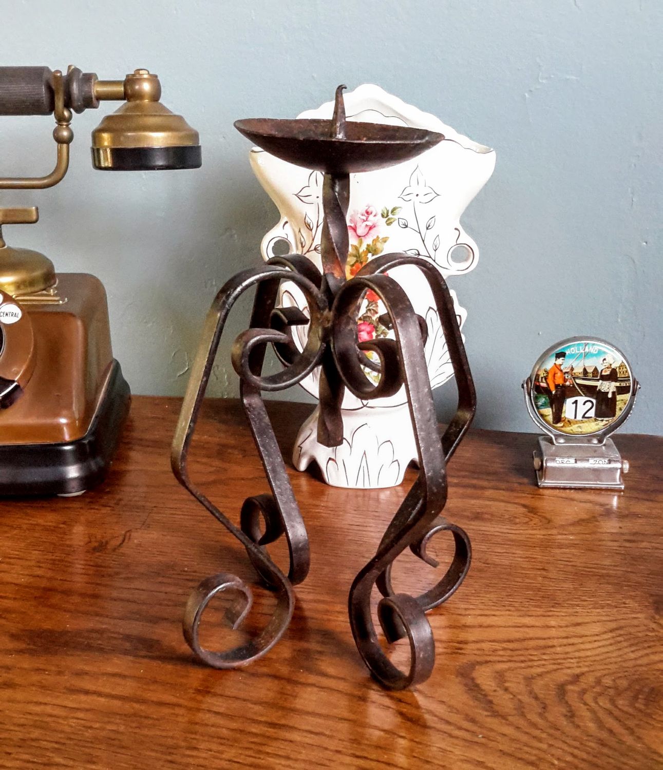 Vintage Smeedijzeren kaarsenhouder voor 1 kaars