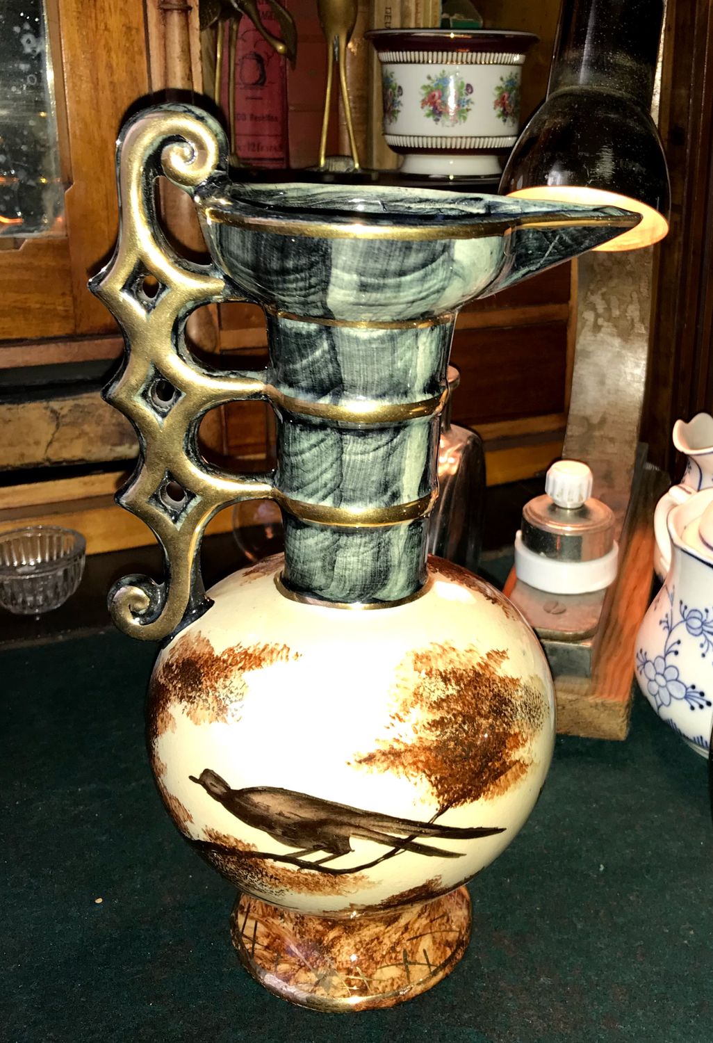 Gestileerde bruine drinkkan Hubert Bequet Quaregnon 346