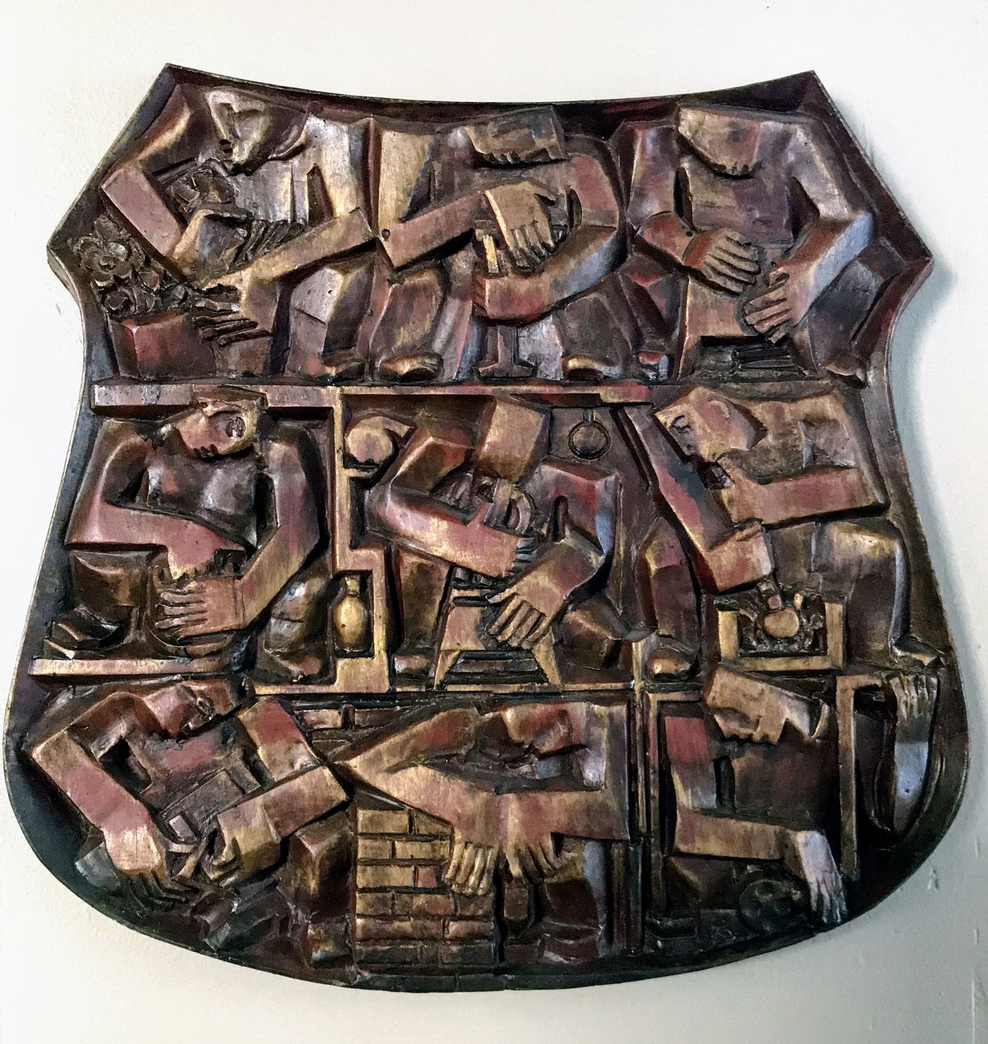 Prachtige Art deco gebakken tegel de 9 ambachten