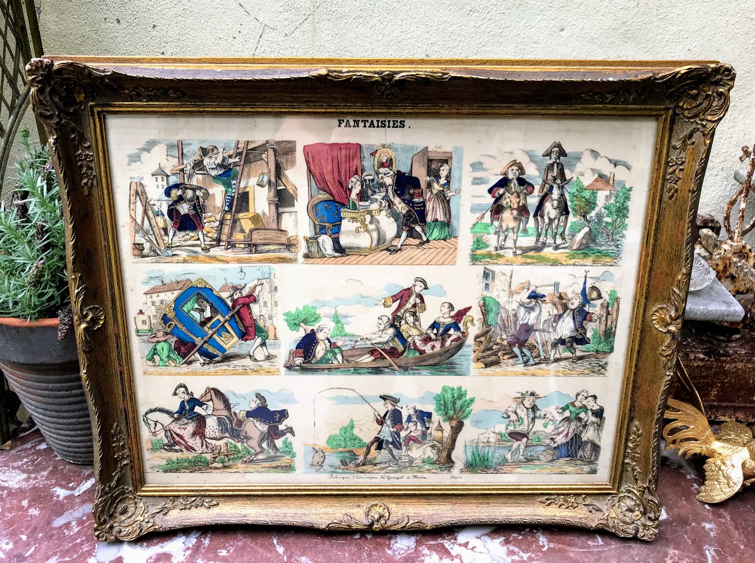 Centsprent uit 1860 Centsprent uit 1860 "Fantaisies" Fabrique d'Estampes de Gangel, à Metz, Déposé