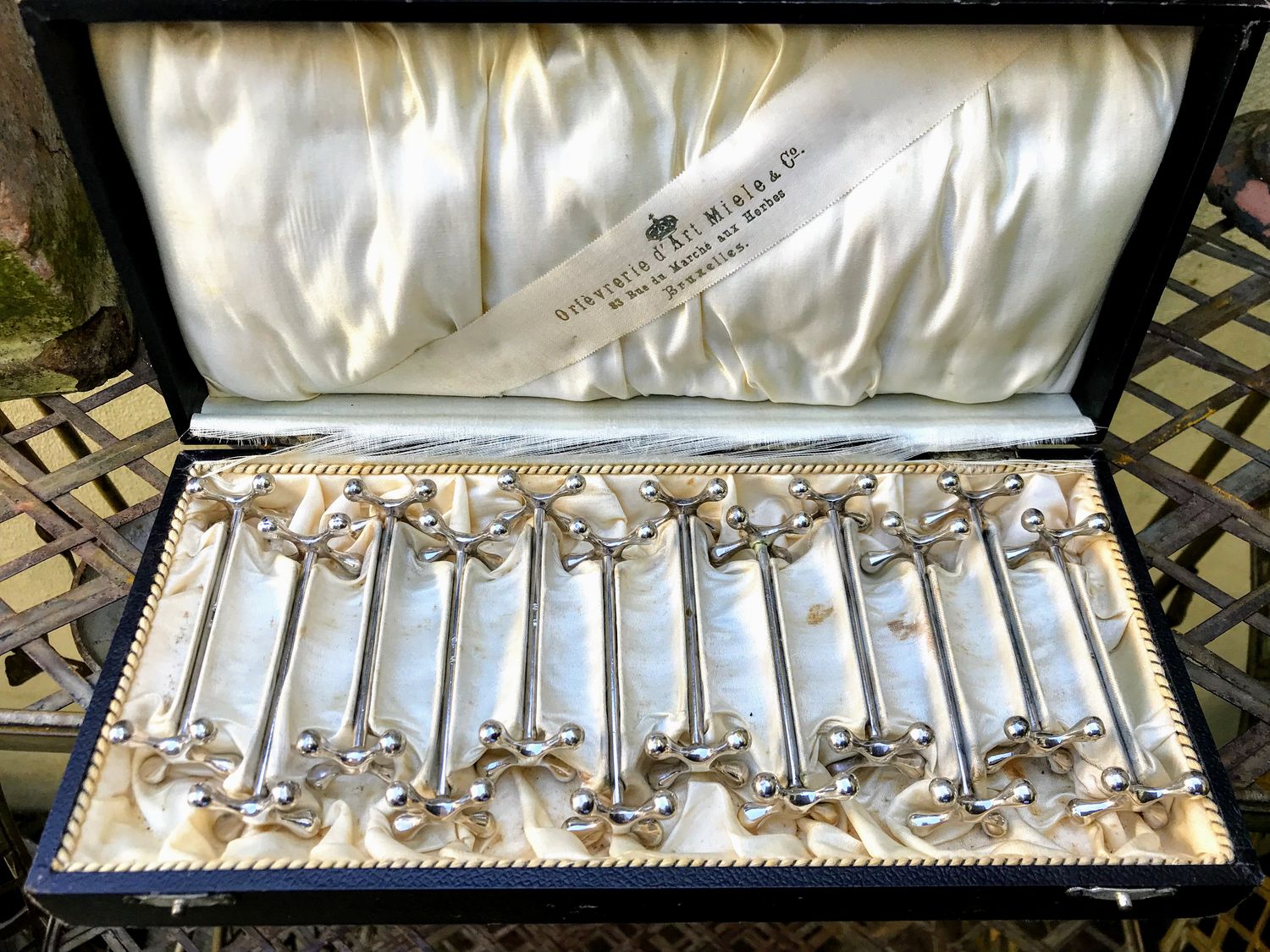 Verzilverde Messenleggers - Miele et Co - Orfréverie d'art - in originele cassette