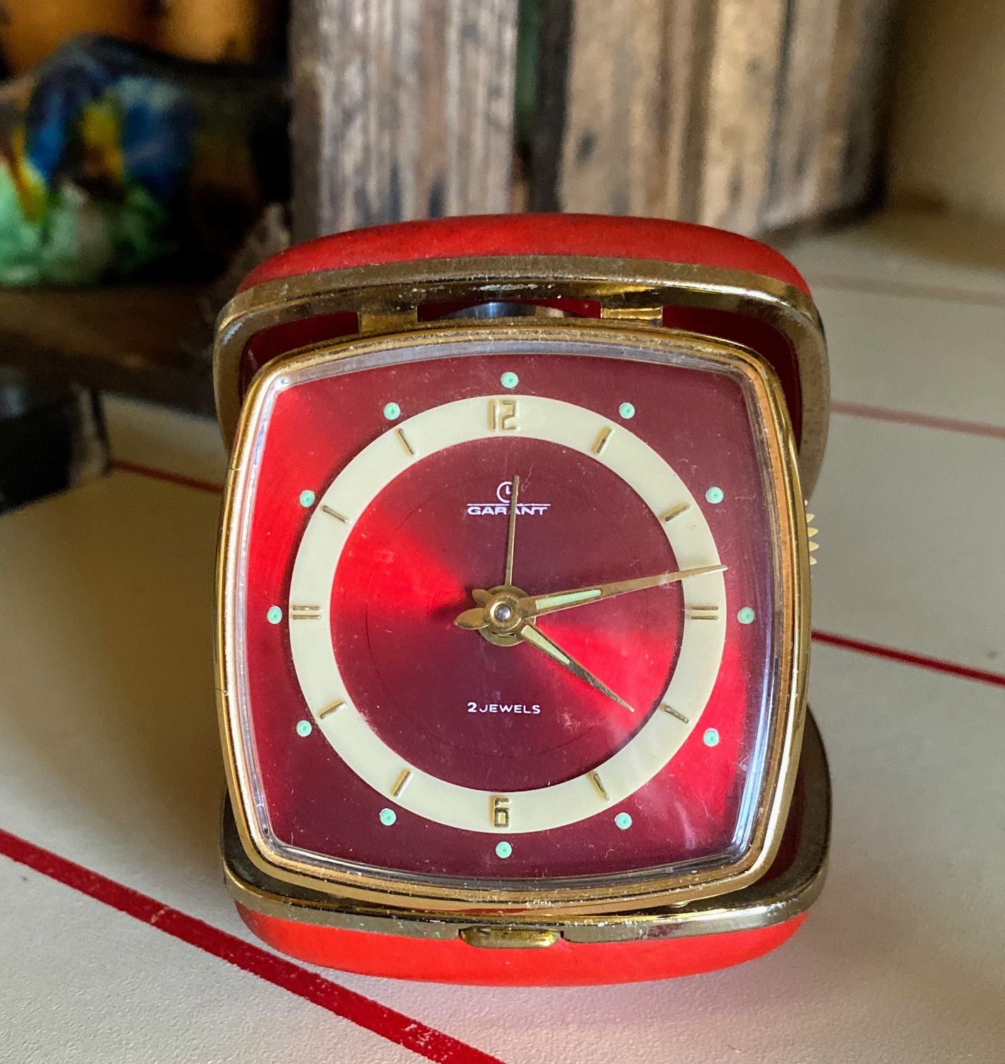 Vintage mechanische reiswekker - Garant - 2 jewels