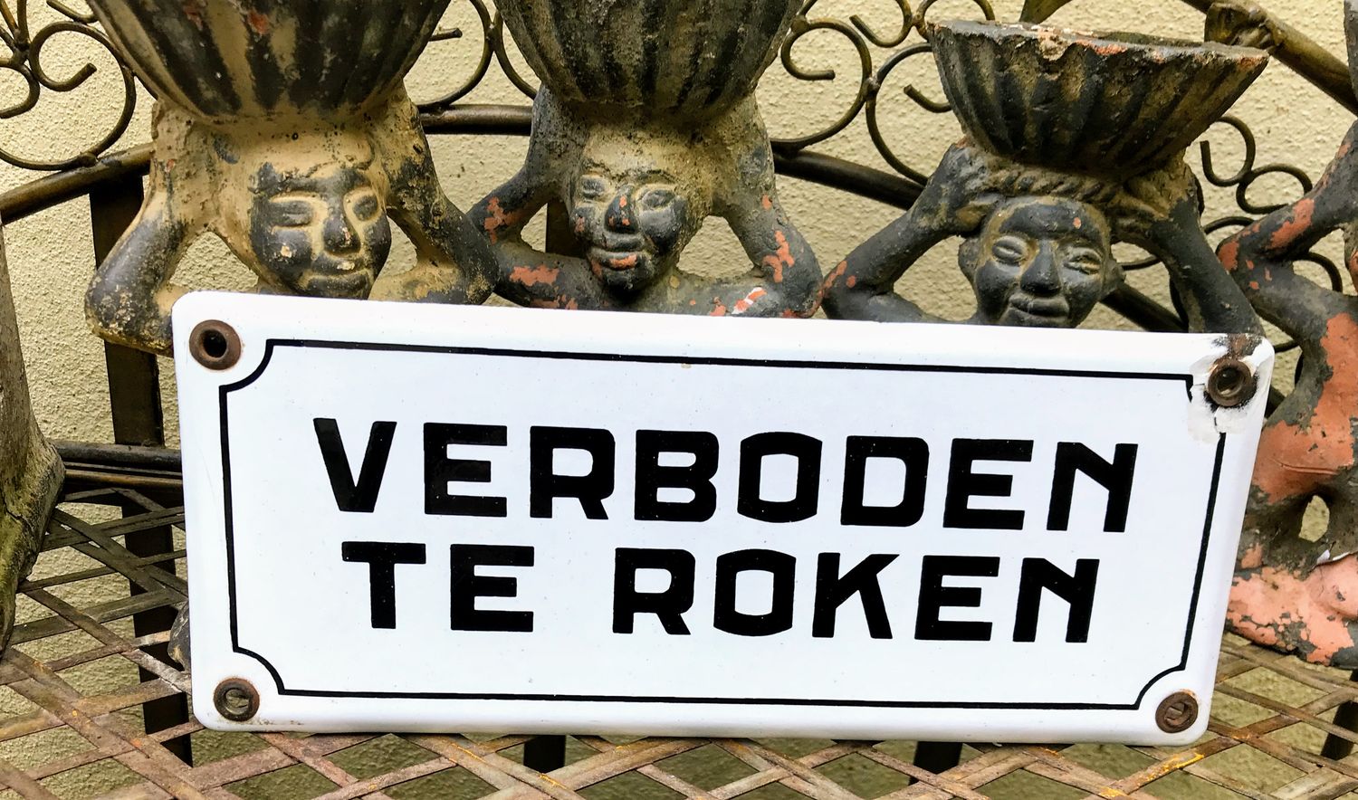 Emaille waarschuwingsbordje VERBODEN TE ROKEN