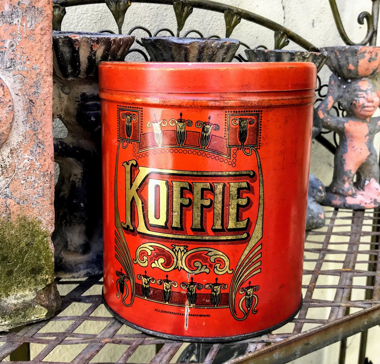 Oud Koffieblik Etabl. J. Schuybroek Hoboken Anvers