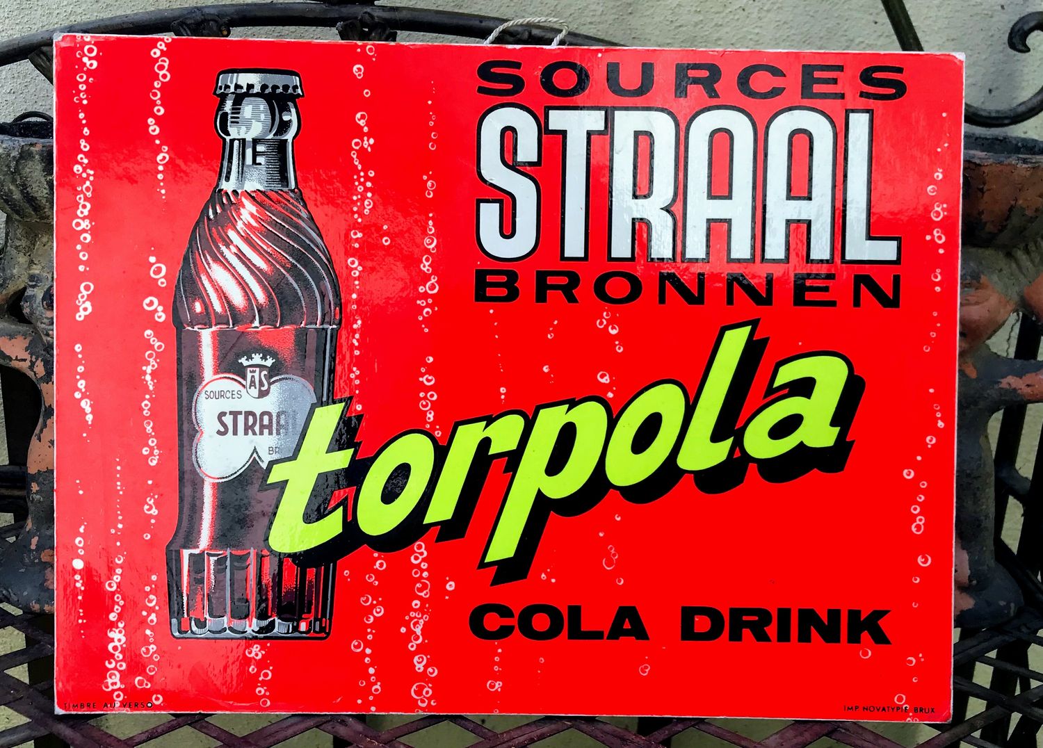 Zeldzaam Retro reclamebord Torpola Cola Drinks van Straal Bronnen Maarkedal