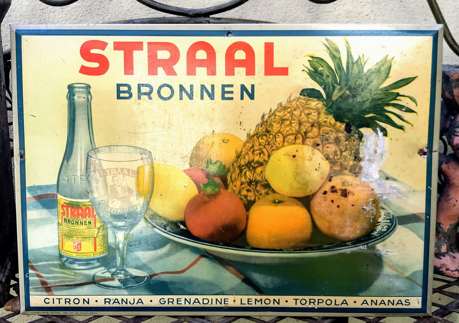 Zeldzaam Retro reclamebord Straal Bronnen Maarkedal 1955
