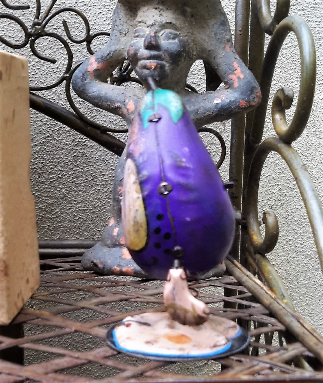 Vintage Tin Toy Wind Up Aubergine (Eggplant)