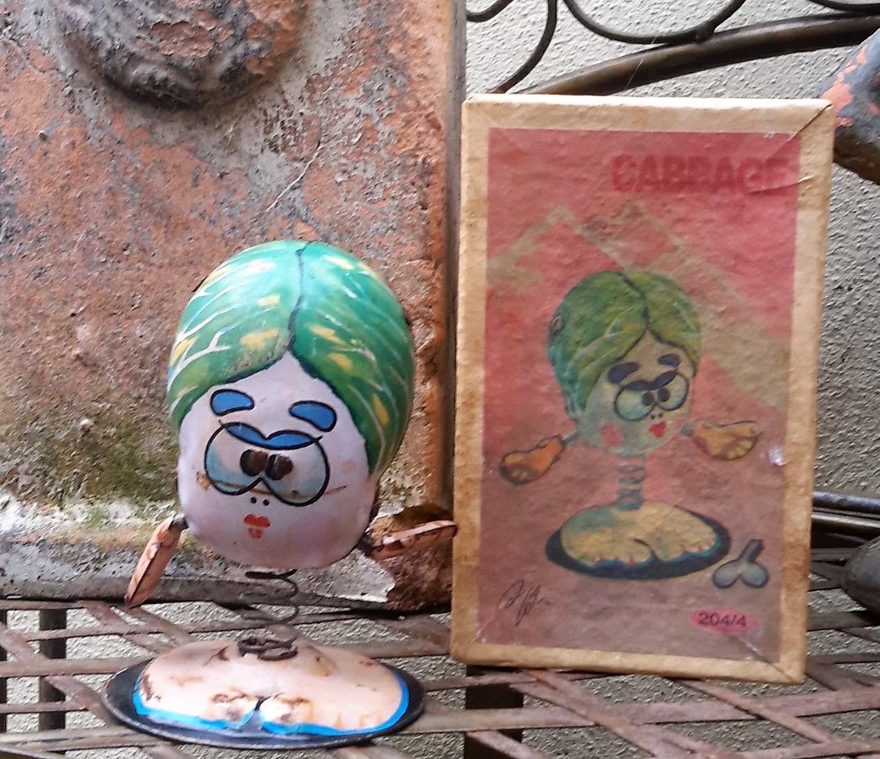 Vintage Tin Toy Wind Up Kool (Cabbage) in originele Box en sleutel